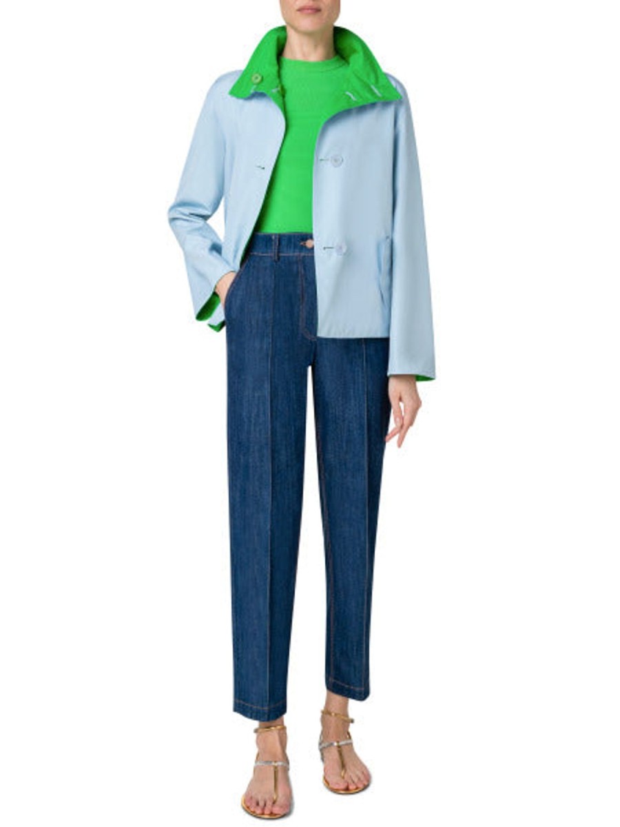 Women Akris Punto | Jacket-Green/Sky Blue