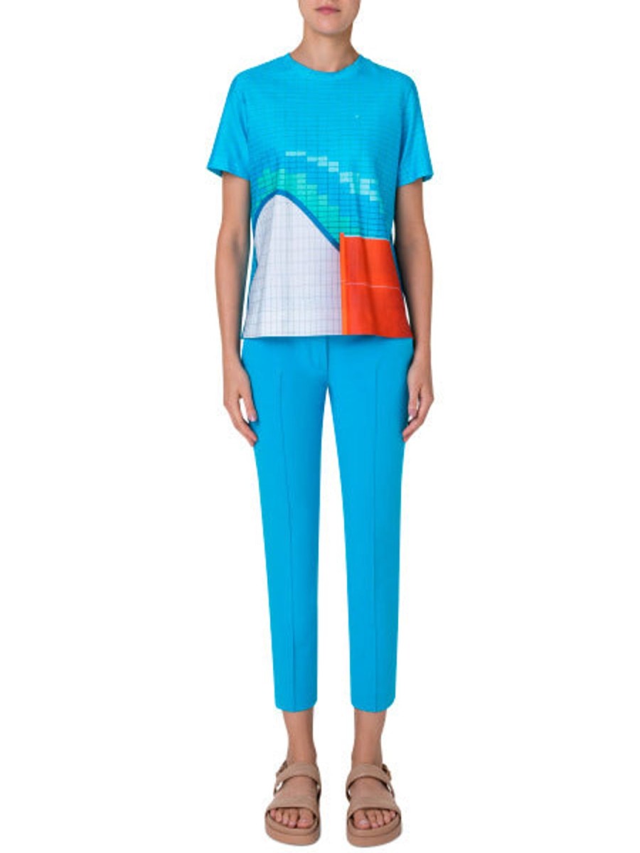 Women Akris Punto | Top-Turquoise/Orange