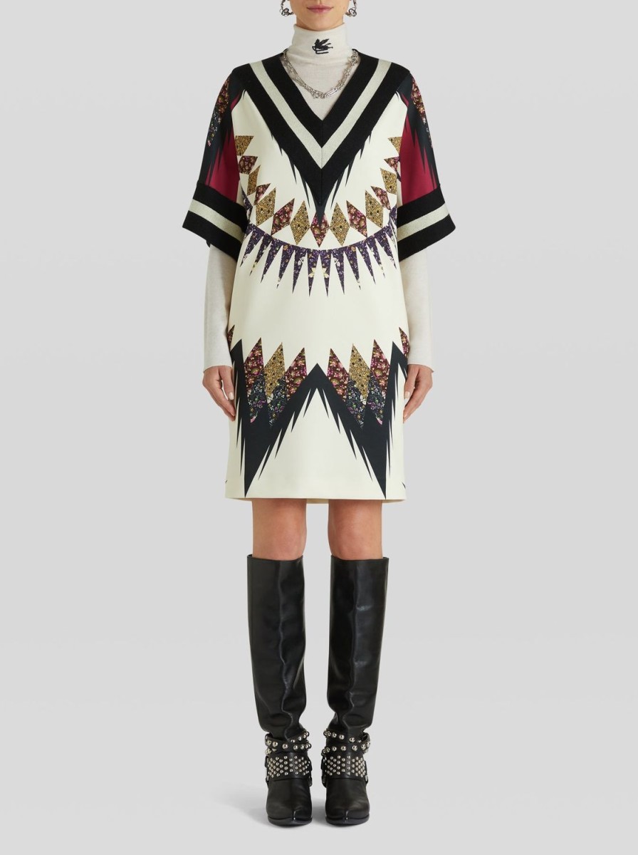 Women Etro | Dress-Off-White/Black/Magenta/Gold