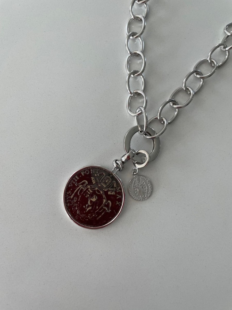 Women Lucie in the Sky | Necklace-Silver/Brown Coin