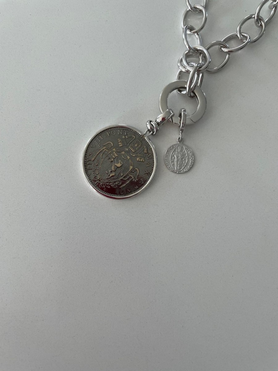 Women Lucie in the Sky | Necklace-Silver/Brown Coin