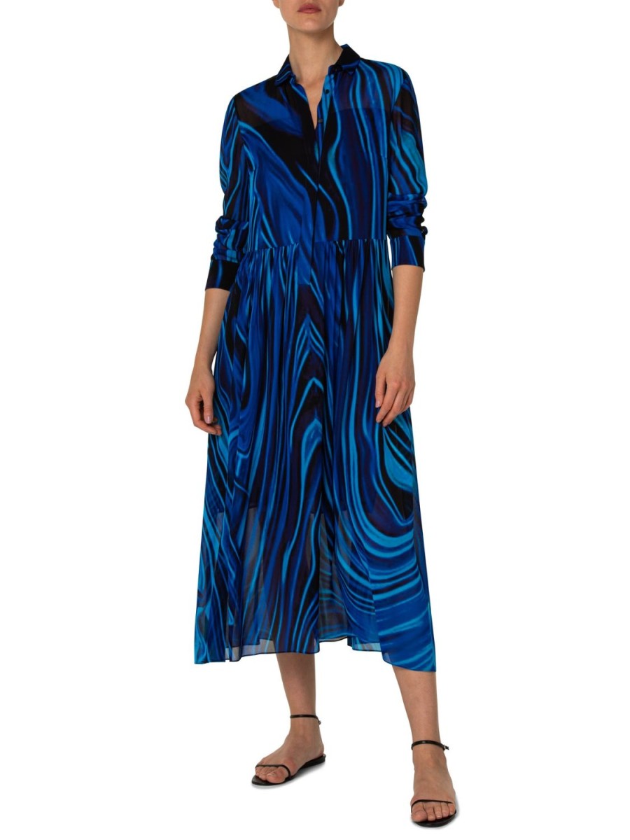 Women Akris Punto | Dress-Blue/Turquoise/Black