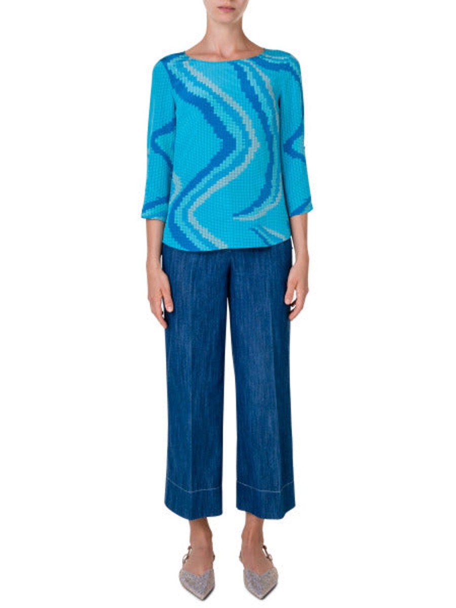 Women Akris Punto | Blouse-Azure Blue/Turquoise