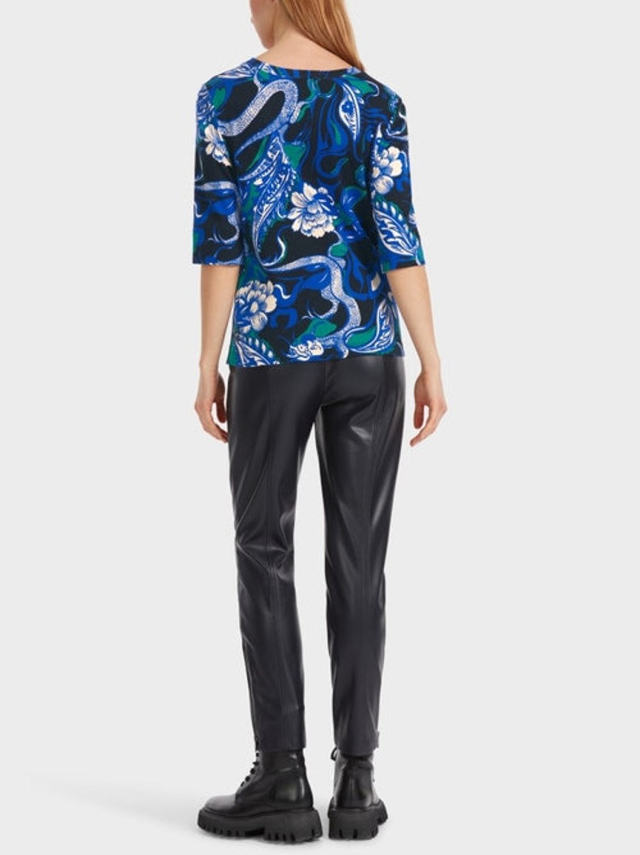 Women Marc Cain | Top-Navy Blue/Print