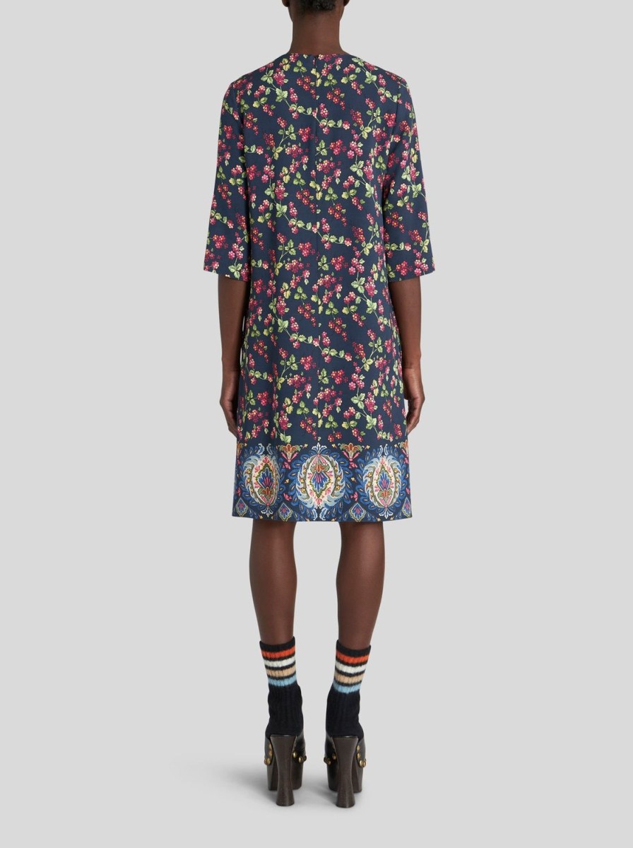 Women etro | Dress-Navy Blue/Berry Print