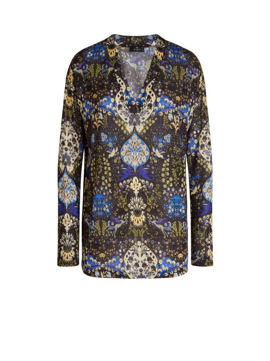 Women Etro | Sweater-Black/Blue/Khaki