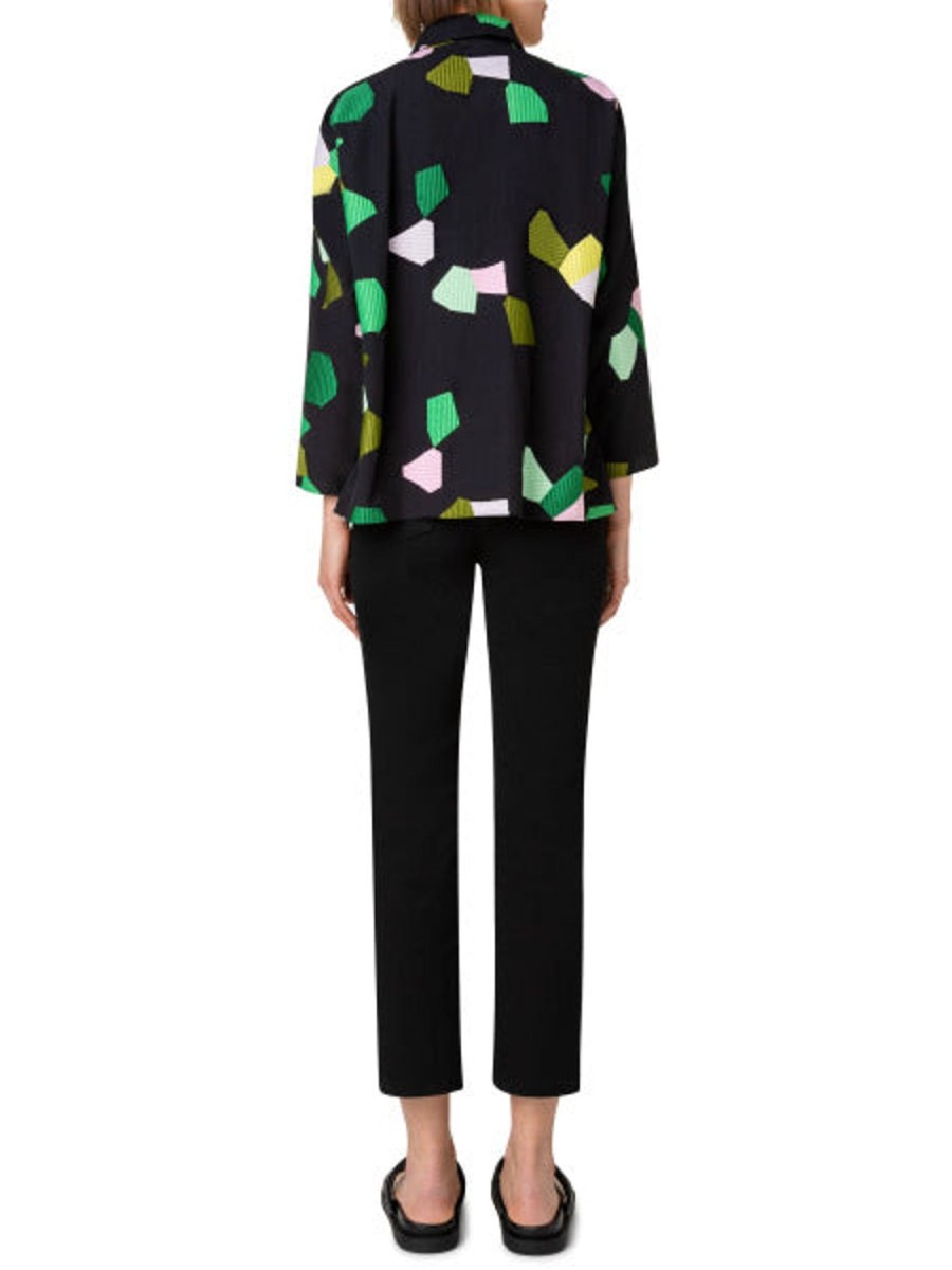 Women akris punto | Blouse-Green/Black/Yellow