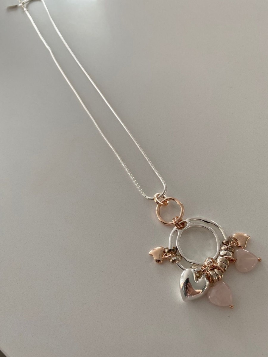 Women Lucie in the Sky | Necklace In Silver/Rose Gold/Pink Stone