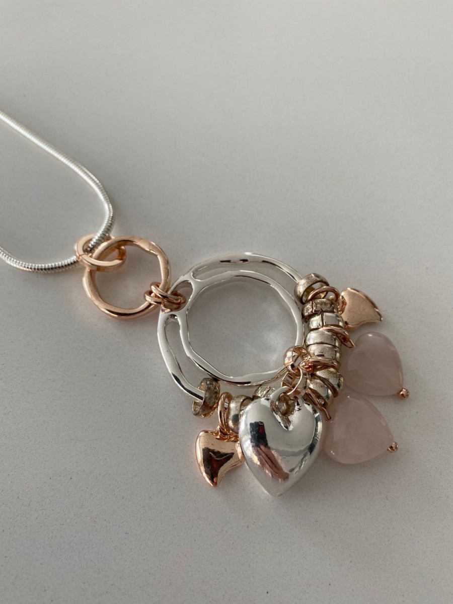 Women Lucie in the Sky | Necklace In Silver/Rose Gold/Pink Stone