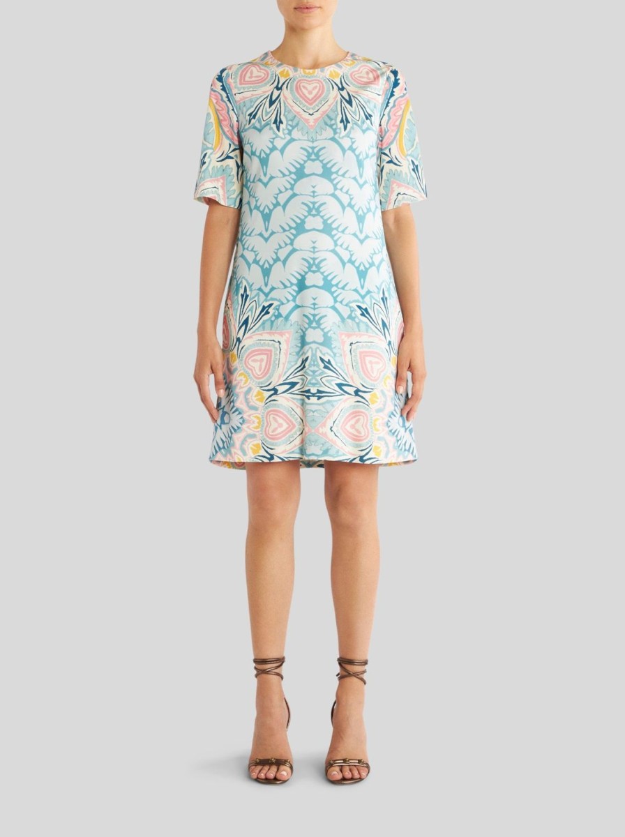 Women Etro | Dress-Turquoise/Pink/Yellow