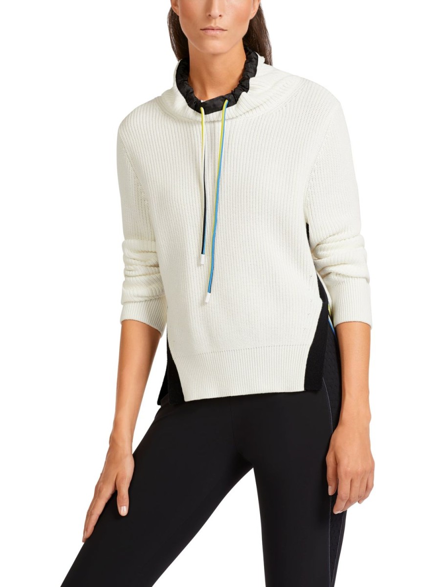 Women Marc Cain | Sweater-Off-White/Black