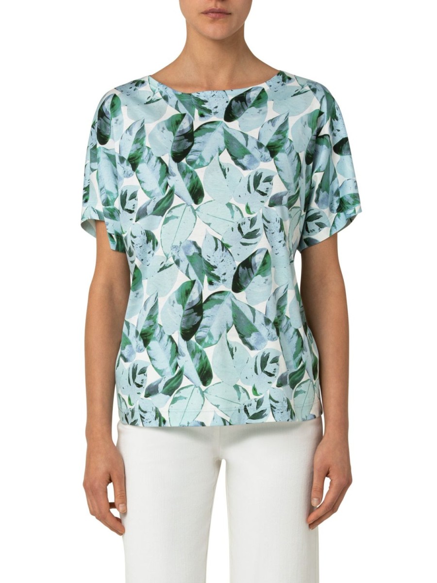 Women Akris Punto | Top-Tropical Green/Blue/Off-White/Print