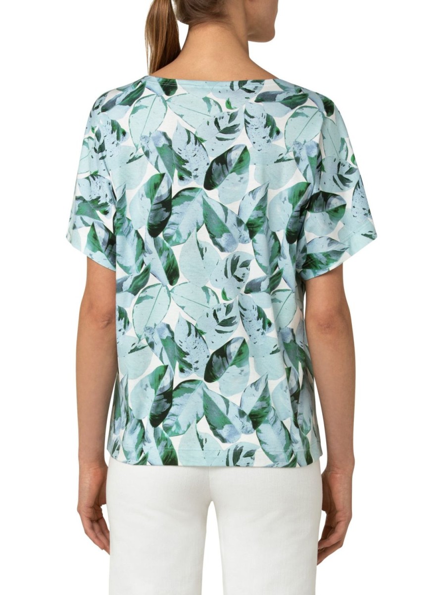 Women Akris Punto | Top-Tropical Green/Blue/Off-White/Print