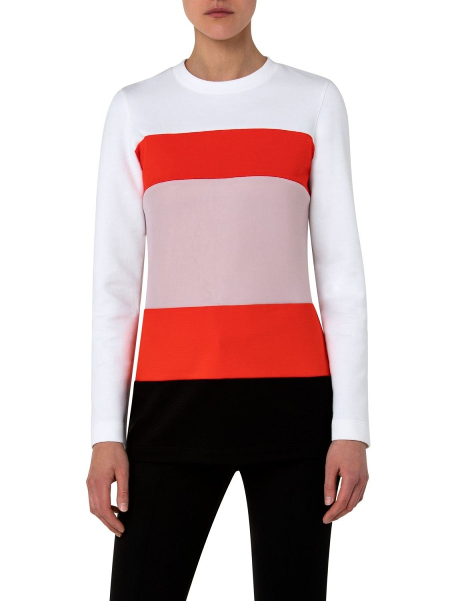 Women Akris Punto | Top-Off-White/Orange/Black