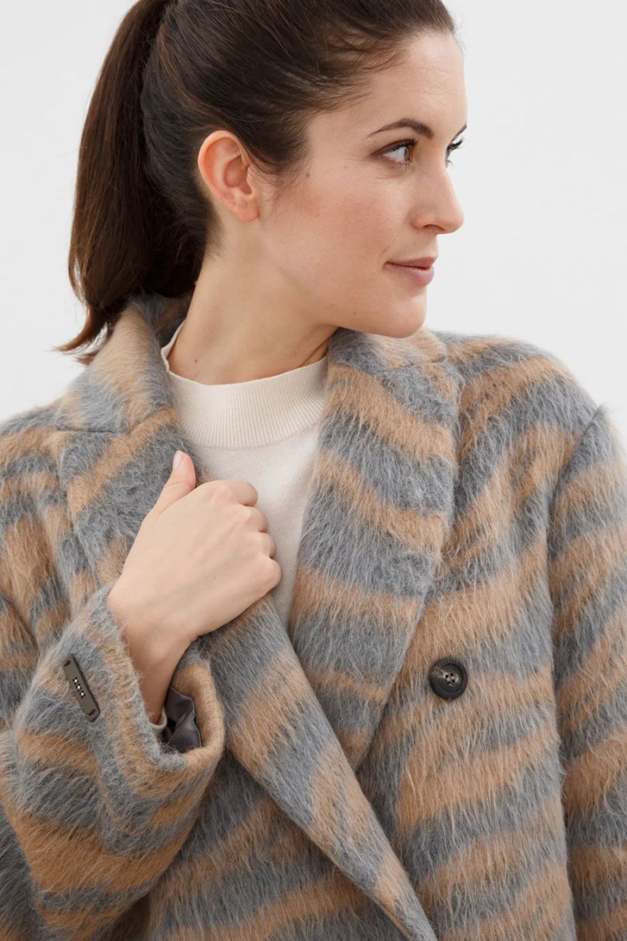 Women Peserico | Coat-Caramel/Grey