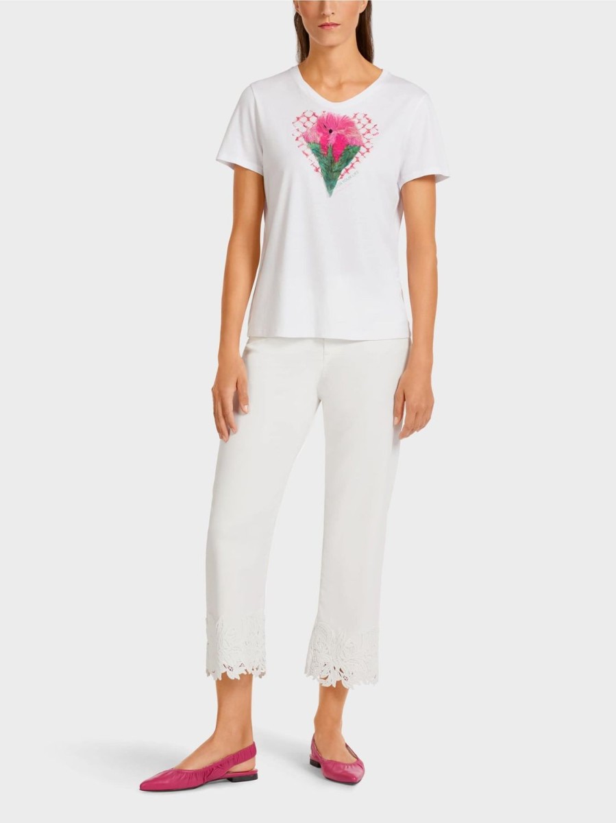 Women marc cain | T-Shirt-White/Bright Pink